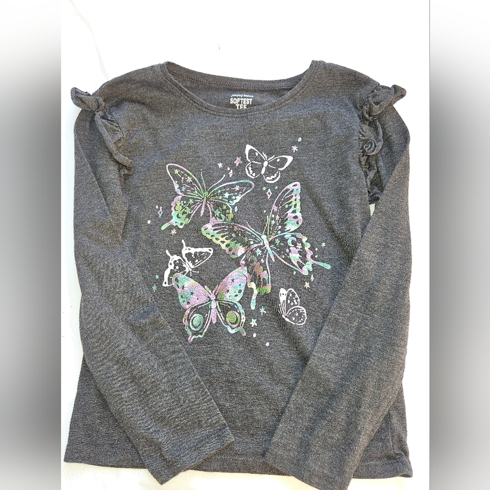 Girl's Jumping Beans Softest Tee. Gray. Size 7